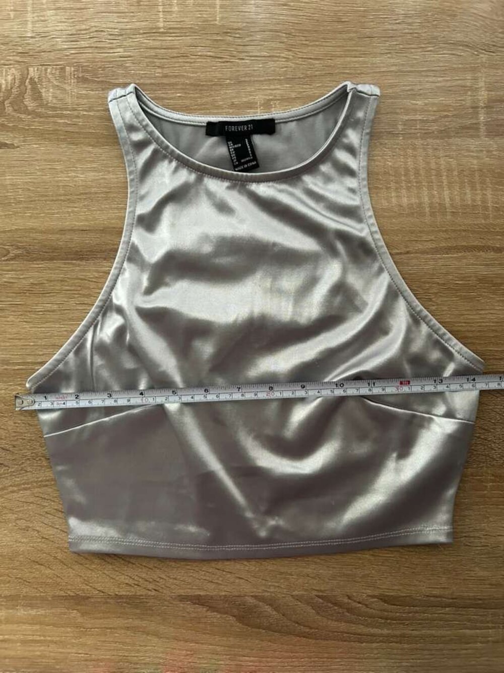 Y2K Silver Metallic Sleeveless Crop Top Party Club S - Picture 5 of 10
